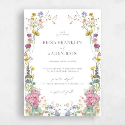 White Wedding Invitation - Harley Portrait