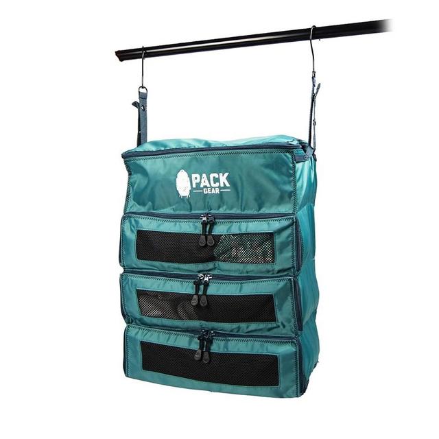 Pack Gear Suitcase Organizer | Pack More in your Large or Carry On Luggage | Unpack Instantly with these Compression Packing Cubes for Suitcases | Hanging Shelf Organizer for Closet (Black) (Medium)