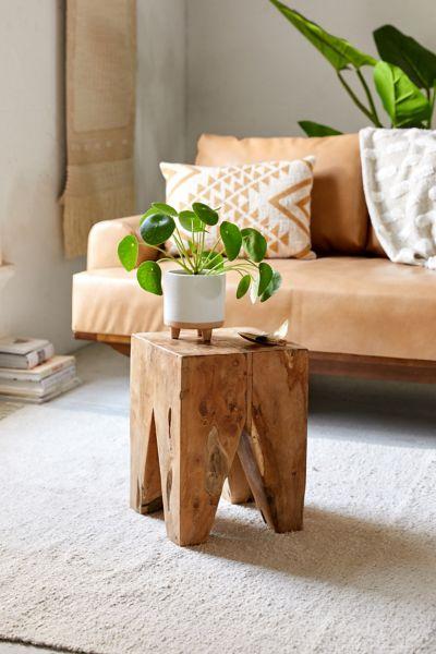 Wood Block Square Stool