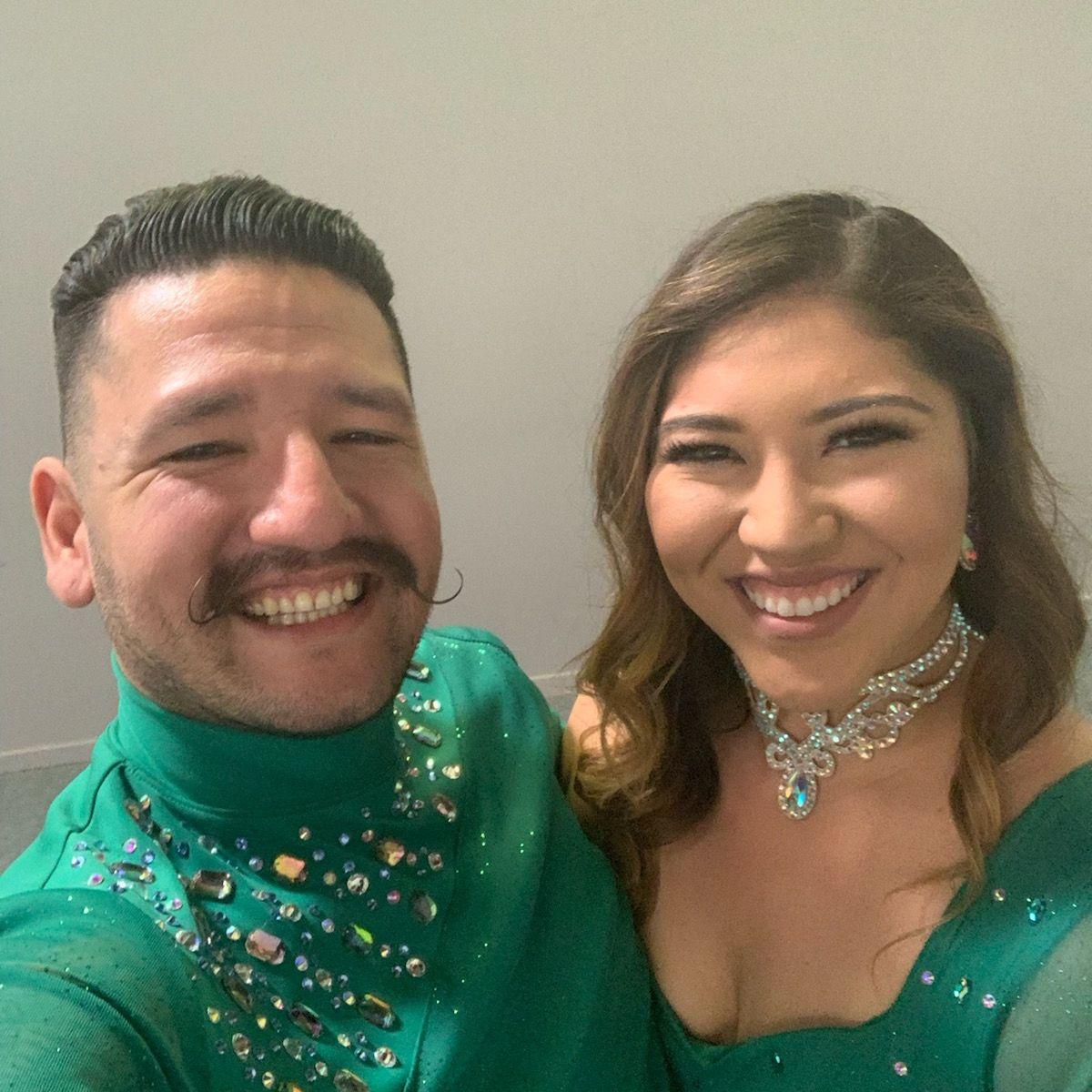 Photo day in our dance costumes, the routine where we were dance partners.