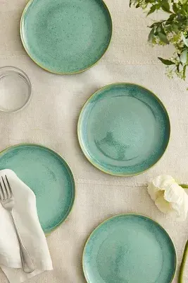 Reactive Glaze Stoneware Side Plates, Set of 4