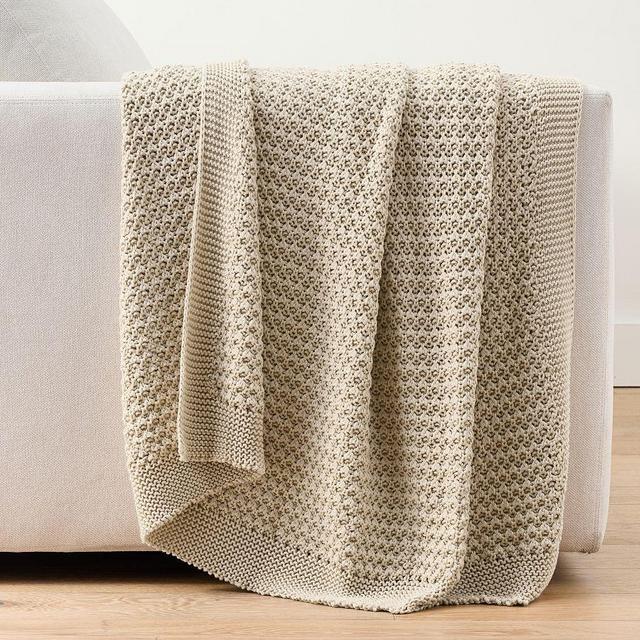 Coastline Knitted Throw: 50x60 Inches: Taupe