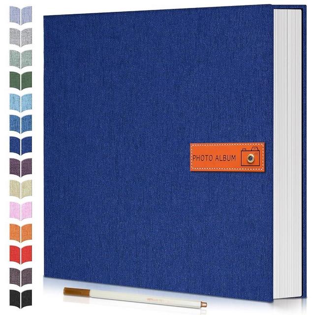 Artfeel Photo Album Self Adhesive Scrapbook Album,Photo Book for 4x6,5x7,8x10 Pictures,DIY Linen Cover Album for Baby Wedding Family,with Metallic Pen and Scraper