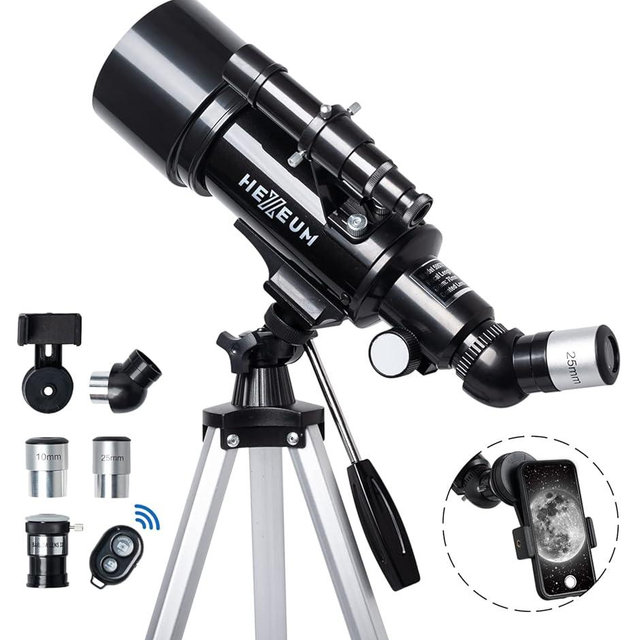 Catadioptric Telescopes 70mm Aperture 500mm - for Kids & Adults Astronomical Refracting Telescopes AZ Mount Fully Multi-Coated Optics, with Diagonal Mirror Phone Adapter, Carrying Bag, Black