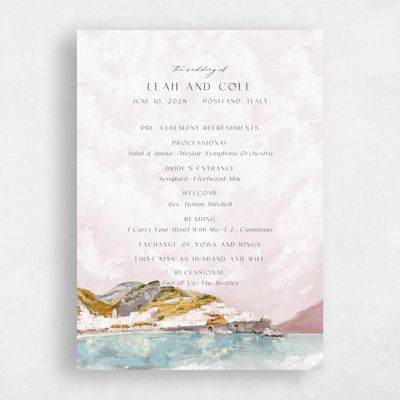 Blush, Pink Wedding Program - Sorrentine
