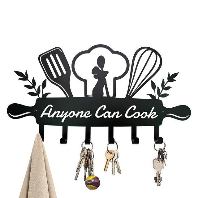 Xyverart Mouse Inspired Wall Key Holder with Mouse Decor - Rustic Metal Kitchen Wall Organizer, 15.7x8.4x0.8Inches for Home,Kitchen Decorations