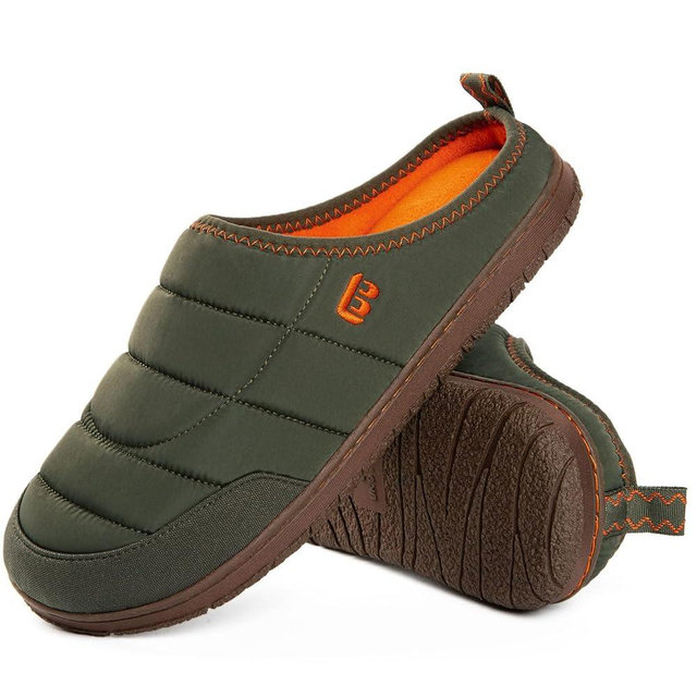 LongBay Mens Slip on Slippers Two-Tone Indoor Outdoor House Shoes Memory Foam Camping Garden Down Clogs