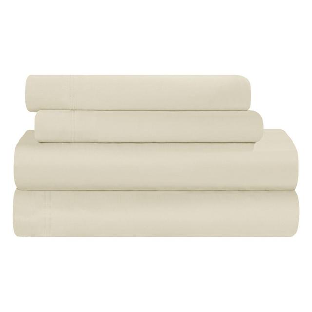 300 Thread Count Rayon From Bamboo Solid Deep Pocket Bed Sheet Set, King, Ivory - Blue Nile Mills