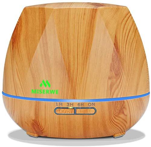 Miserwe 550ML Aromatherapy Essential Oil Diffuser Ultrasonic Aroma Humidifier - Adjustable Mist Waterless Auto Shut-Off for Home, Office, Bedroom and Baby