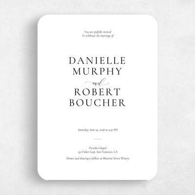 Black Rounded Wedding Invitation - Barnell Portrait Letterpress