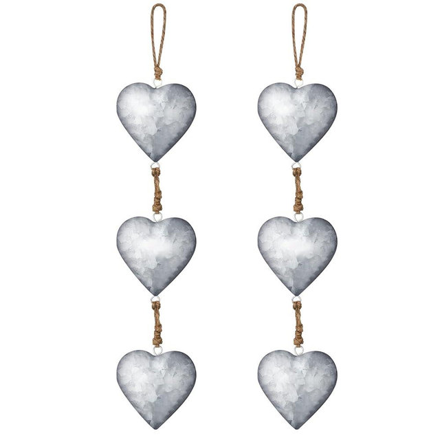 Moxweyeni 2 Pieces Metal Heart Wall Decor Galvanized Heart Hanging Sign Valentine‘s Day Rustic Wall Hanging Art Crafts for Home Indoor Outdoor(Silver)