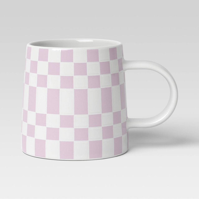 16oz Stoneware Checkerboard Mug Purple - Room Essentials™