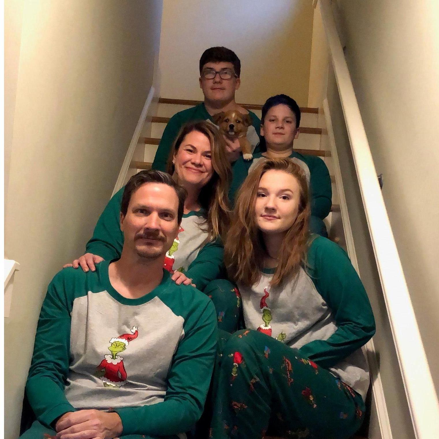 December 2018, Athens, GA - Neal, Julie, Nigel (15), Fiona (14), Liam (9), Banjo (3 months); not pictured, Jack & Oswald