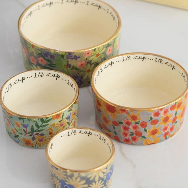 Ceramic Nesting Measuring Cups - Multi Floral