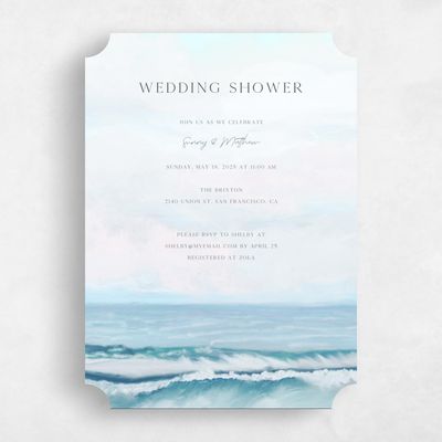 Blue Ticket Wedding Wedding Shower Invitation - Clearwater Portrait