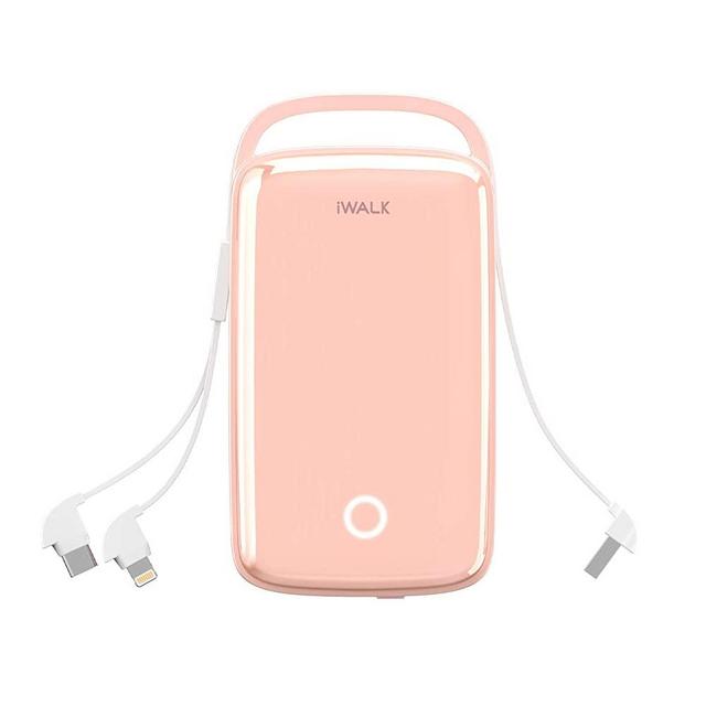 iWALK Portable Charger 20000mah 18W PD Power Bank with Built in USB C Cable Compatible with iPhone13/13 Pro Max/12 Mini/12 Pro Max/11/Xs,iPad,Samsung,LG, Fast Charging for Outdoor Activities,Pink