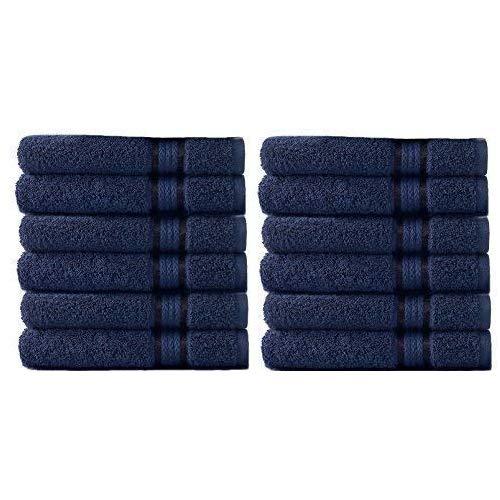 COTTON CRAFT - 12 Pack - Ultra Soft Extra Large Wash Cloths 12x12 Night Sky - 100% Pure Ringspun Cotton - Luxurious Rayon Trim - Ideal for Daily Use - Each Towel Weighs 2 Ounces