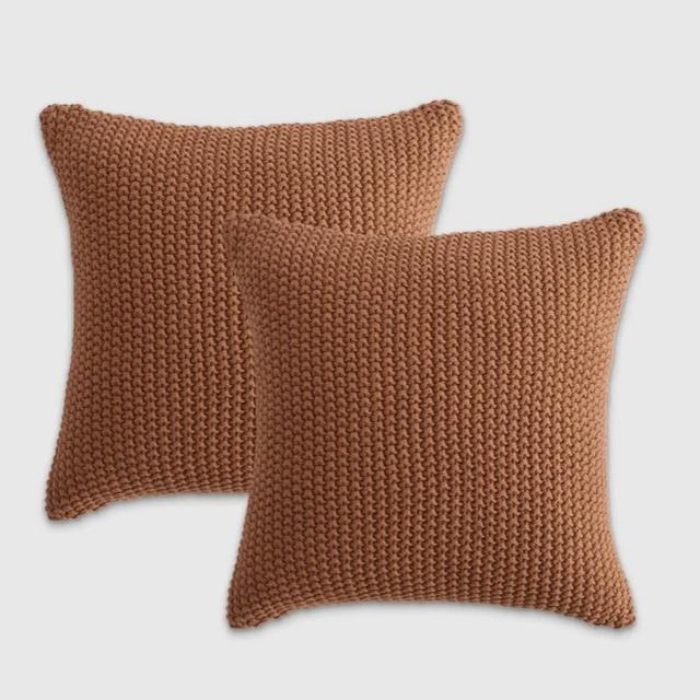 Cotton Fisherman Pillow Cover - Set of 2 (Terracota)