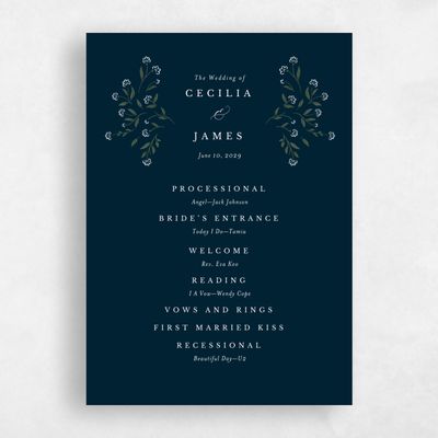 Darkest Teal, Blue Wedding Program - Samlet