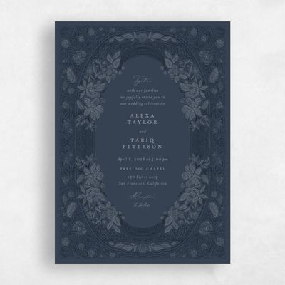 Grayed Navy, Blue Wedding Invitation - Siena Portrait