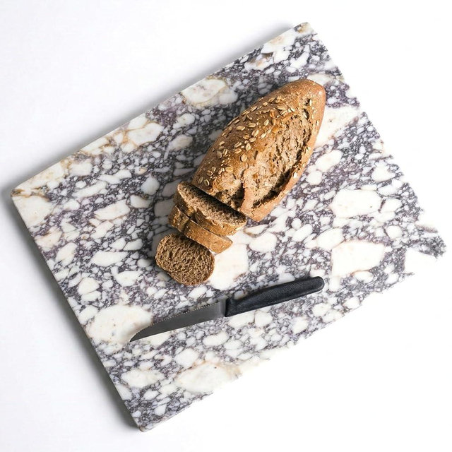 Veinova Calacatta Viola Cutting Board and Serving Tray, Elegant Natural Stone Slab, Heavy Cutting Board for Kitchen and Home Decor, Non-Slip Silicone Feet, Large (15"x 12") 8 lbs
