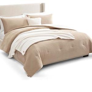 UGG Comforter Set 5 Piece Bed in a Bag with Throw Blanket, Decorative Pillow, Shams, and Reversible Comforter Hypoallergenic Washable Luxury Warm Fluffy Bedding Set, Brown Birch, King Size (Remina)