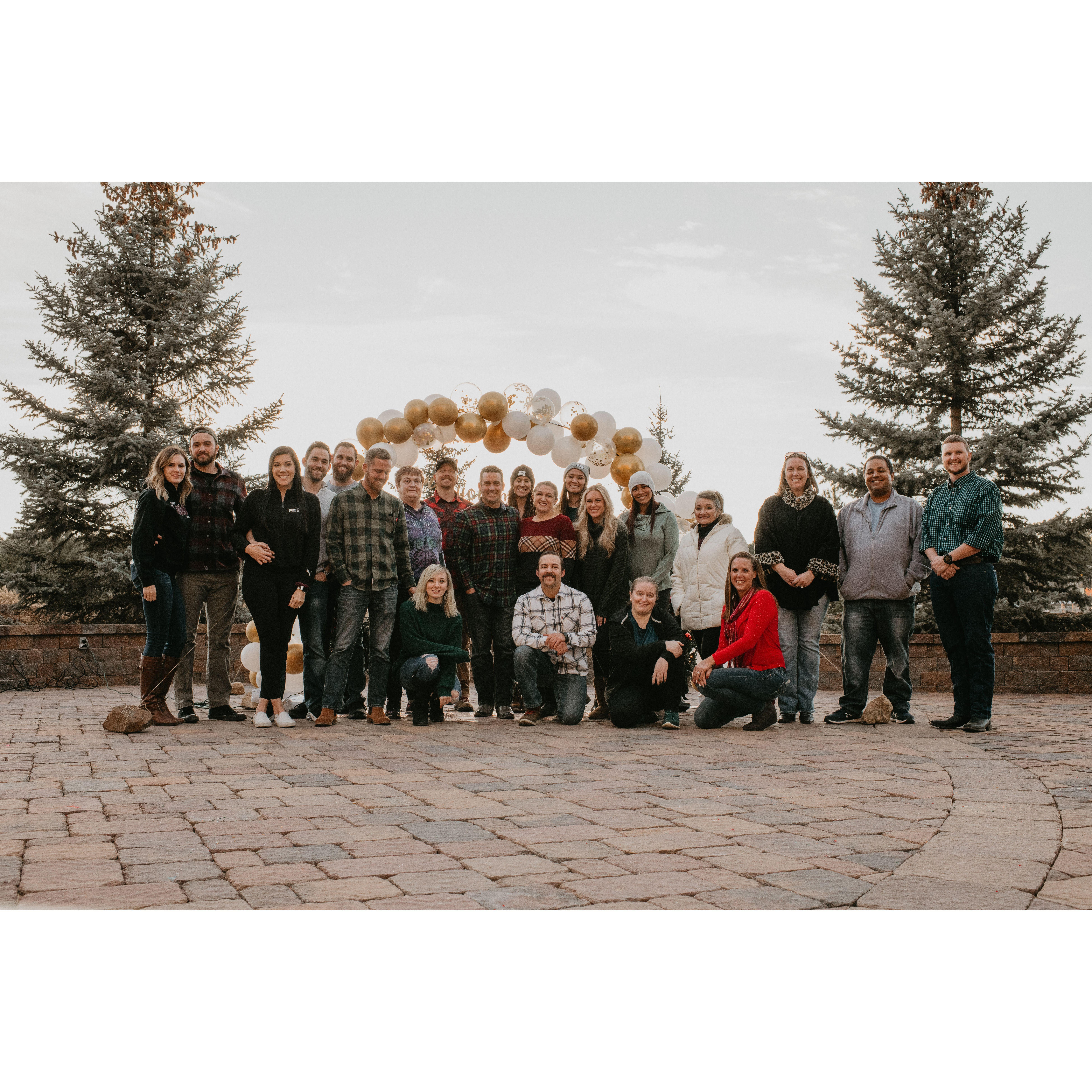 The Whole Proposal Crew minus those we were live steamed in on zoom. Thank you to everyone who has been a part of our love story.