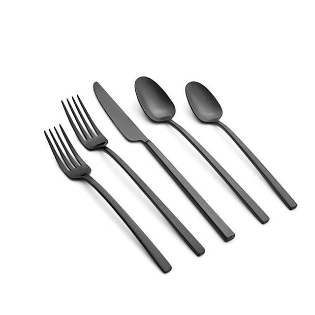 CAMBRIDGE Black Satin Damaris 20-Piece Flatware Set, Service for 4
