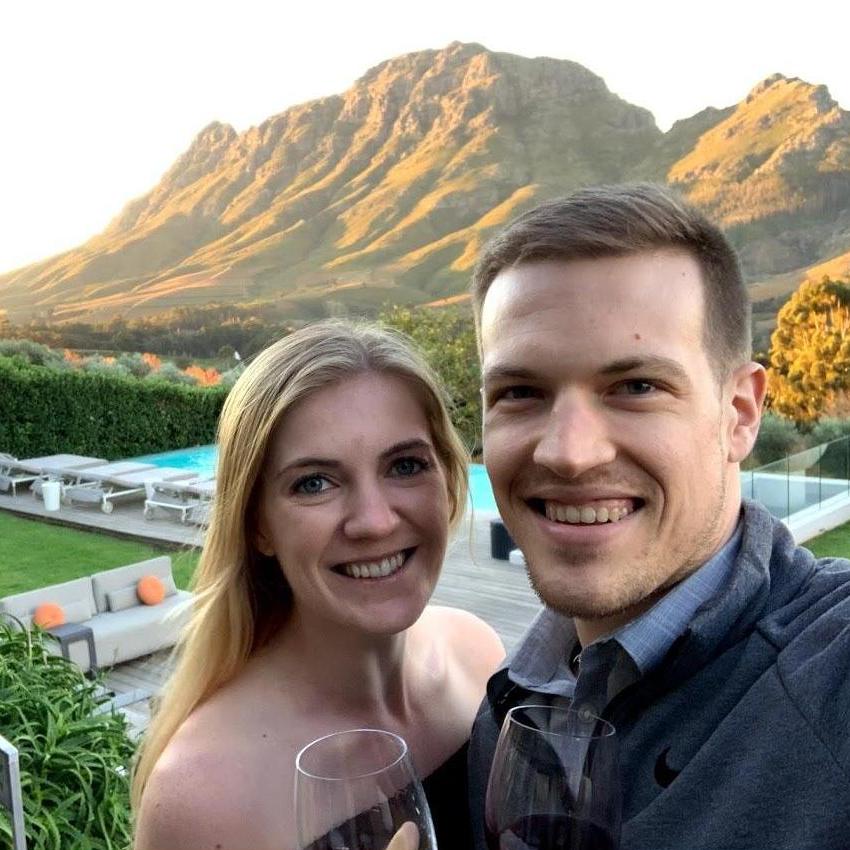 Stellenbosh, South Africa | Enjoying our welcome glass of wine on the hotel patio during sunset - so dreamy!!