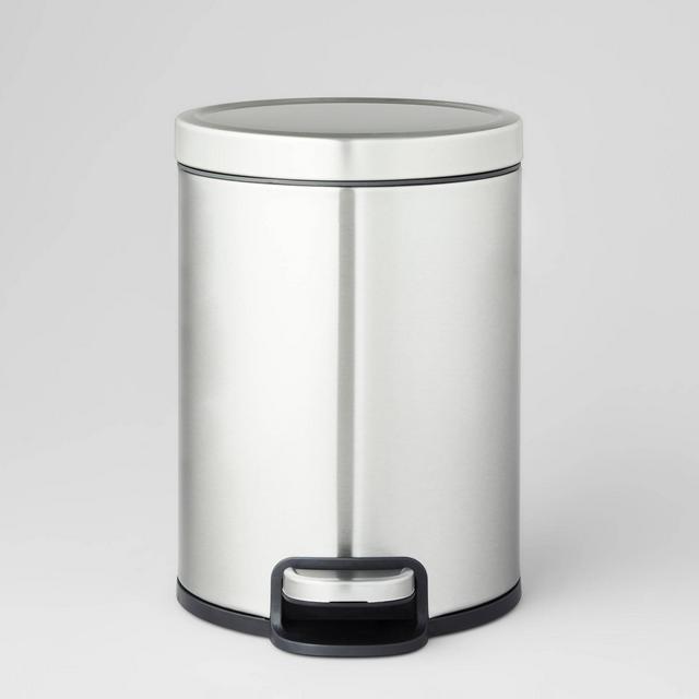 5L Round Step Trash Can Silver - Brightroom™