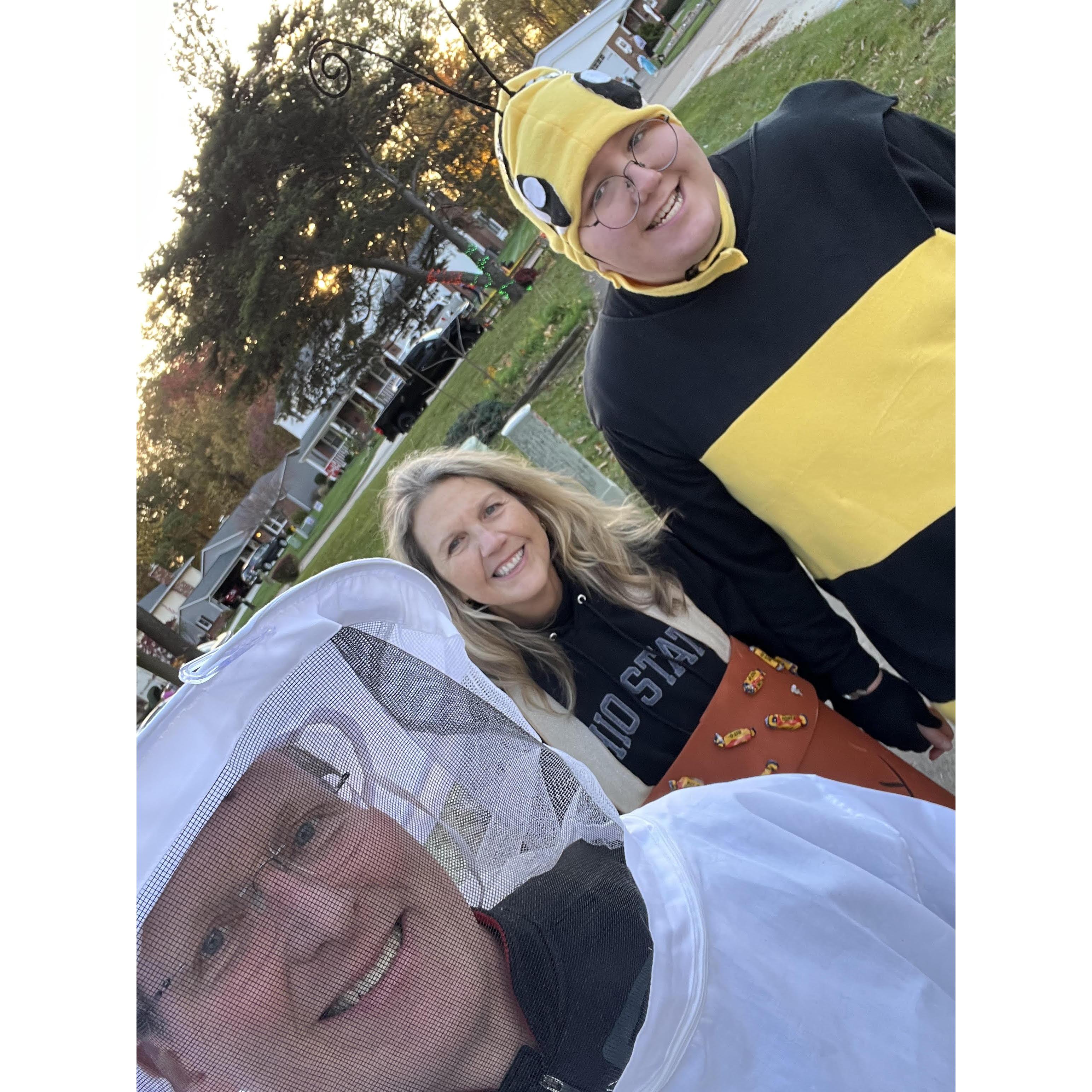 Halloween (or "All Hallow's Eve" as it originated) was great fun in Patty's neighborhood. Especially experiencing the joy that John shares around such occasions. He is Patty's "big strong boy"!