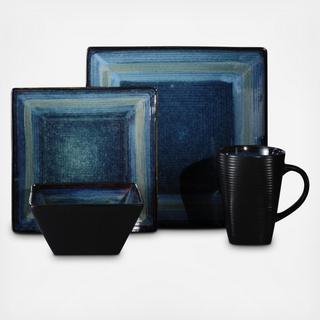 Adriatic Blue 16-Piece Dinnerware Set, Service for 4