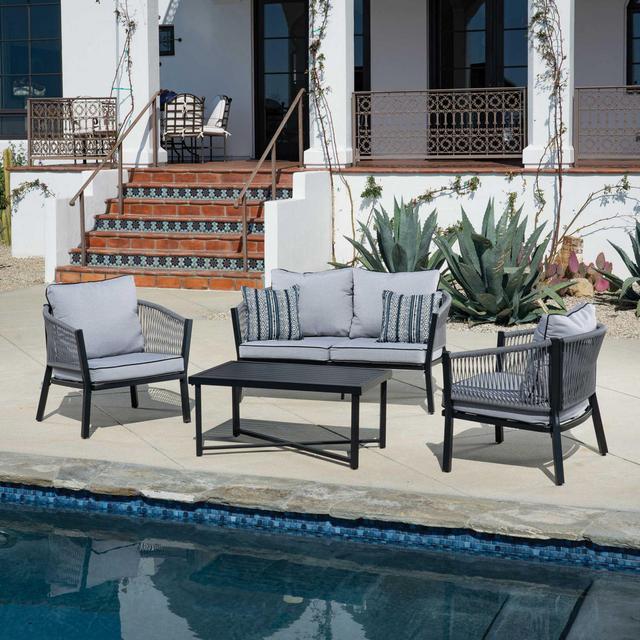 Destination Summer 4-Piece Patio Conversation Set in Grey