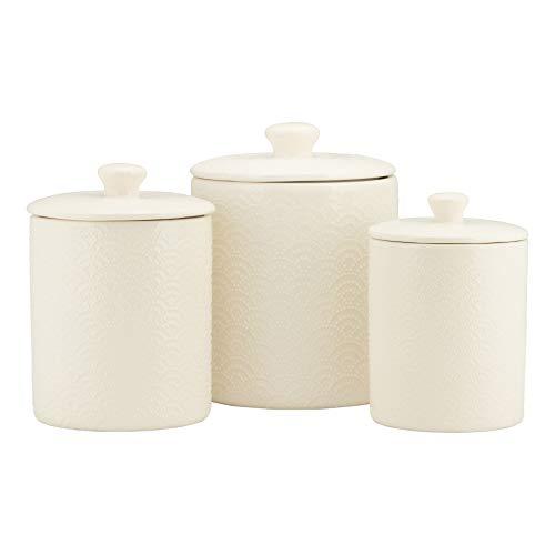 10 Strawberry Street CAN WHT Kitchen Canister Set, 3 Piece, Tide White