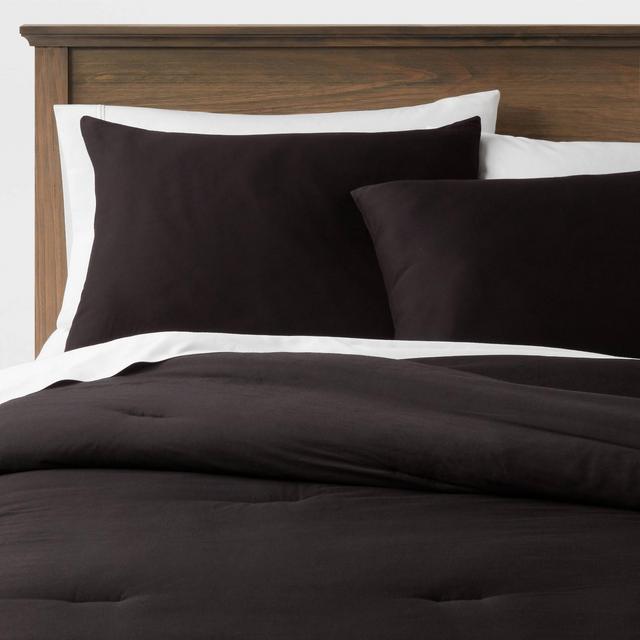 King Washed Cotton Sateen Comforter & Sham Set Black - Threshold™