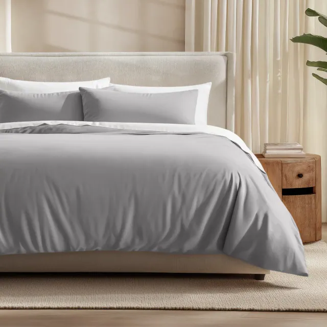 Ultra-Soft Rayon from Bamboo Duvet Cover by Bare Home - King, Light Gray