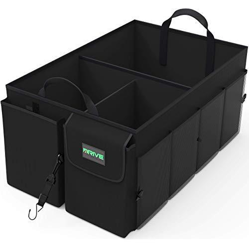 Drive Auto Products Car Cargo Trunk Organizer, Folding Compartments Are Easily Expandable To Suit Any In-vehicle Organization Needs, Secure Tie-down Strap System, Made Of Durable Oxford Fabric (Black)