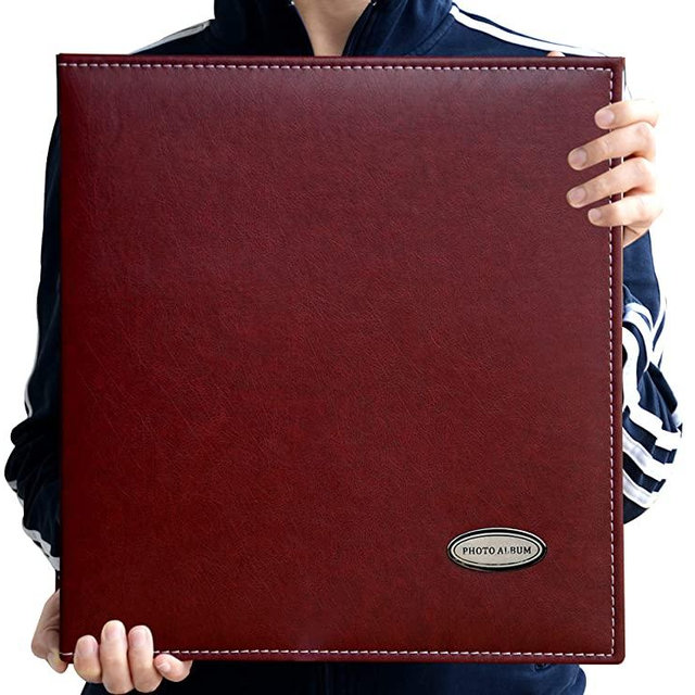 ZOVIEW Magnetic Self-Stick Page Photo Album, Family Album, Leather Cover, Hand Made DIY Albums Holds 3X5, 4X6, 5X7, 6X8,8X10 Photos A52045 (Wine Red)