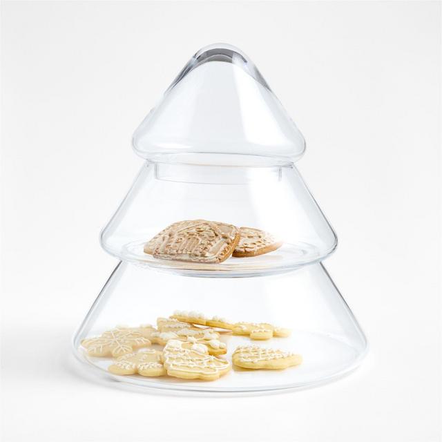 2-Tier Glass Tree Cookie Jar