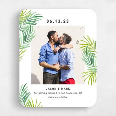 Green Rounded Wedding Save the Date - Cruise Portrait
