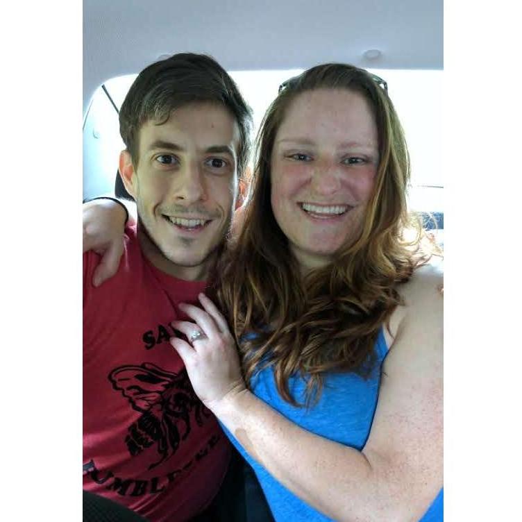 This is right after Ethan proposed! You can see the bandage on my arm from when I fell immediately after