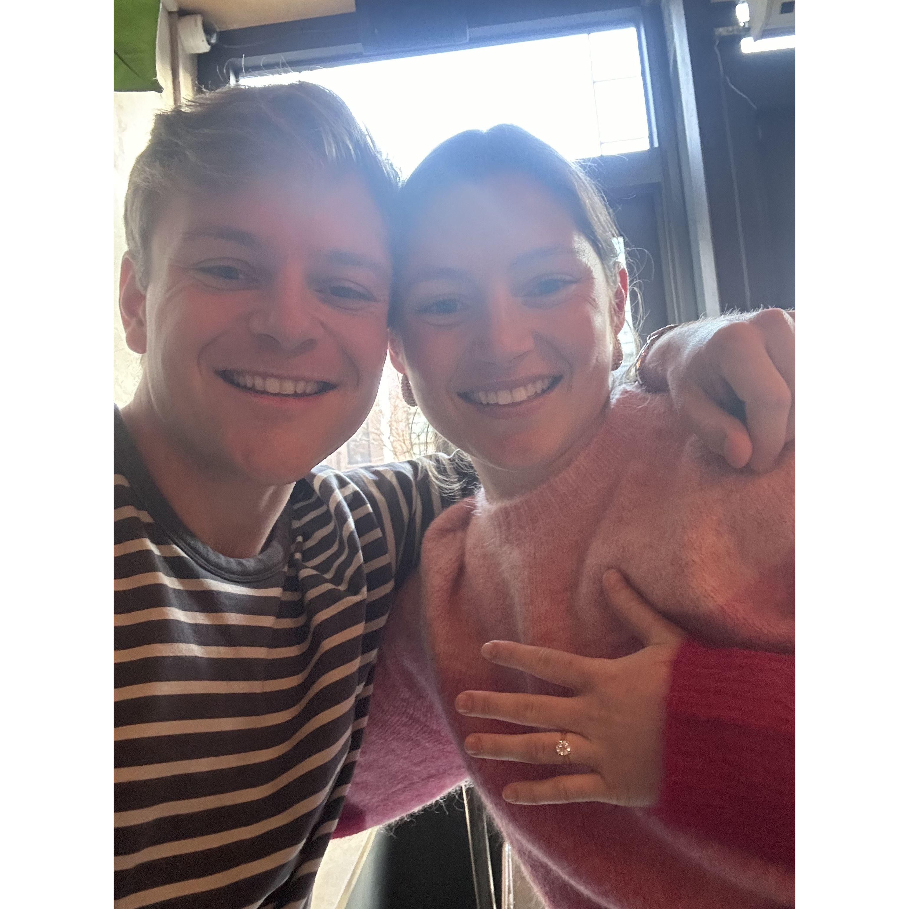 Minutes after we got engaged in Cobble Hill, BK - 2025