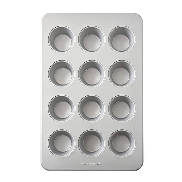 KitchenAid Nonstick Aluminized Steel Muffin Pan, 12-Cup, Silver