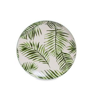 Round Stoneware Jade Plate with Fern