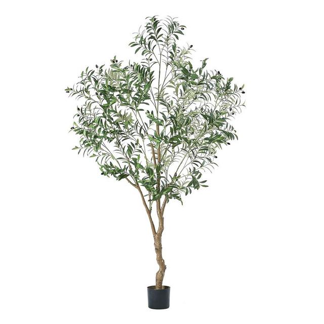 MYELLU 7FT Olive Tree Artificial Plant Decor - Tall Fake Tree for Home Decor Faux Plant Indoor 2000 Leaves Artificial Olive Tree for Living Room Bedroom Office Live Streams Decorative Modern Greenery