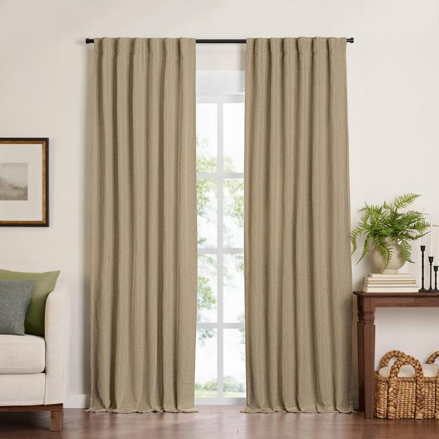 Harrow Solid Texture Room Darkening Single Window Curtain Panel - 52" x 108" - Linen - Elrene Home Fashions