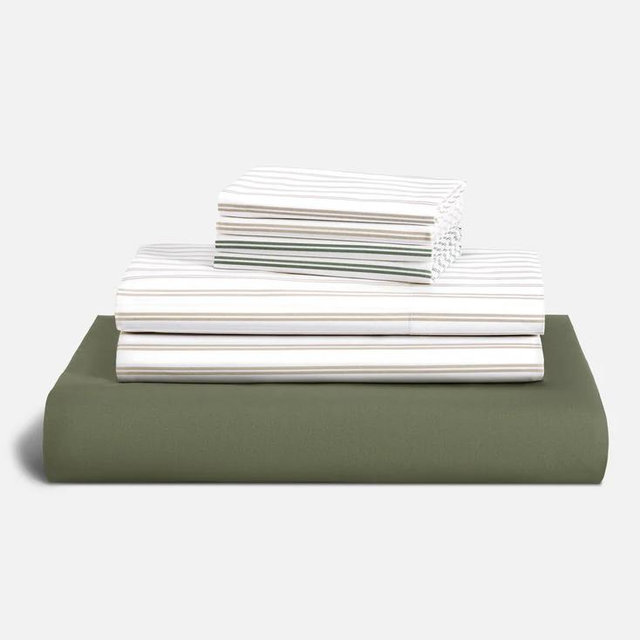 Classic Percale Hardcore Sheet Bundle Tadem Stripe & Fresh Moss