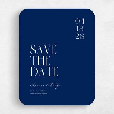 Blue Rounded Wedding Save the Date - Cleveland Portrait