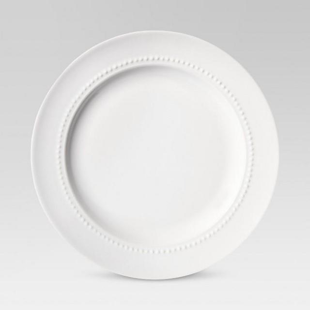 8.3" Porcelain Beaded Salad Plate White - Threshold™