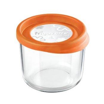 Bormioli Rocco Frigoverre Fun Tall Glass Container with Orange Lid, 23-3/4-Ounce